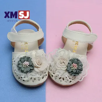 Летняя Обувь для девочек, Сандалии с закрытым Носком Для Маленьких Девочек, Обувь Принцессы с Цветами, Сандалии для Малышей, Детская обувь