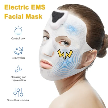 Маска для Микротокового электрического массажа лица для домашнего использования, EMS Массажер для лица, СПА-маска для красоты, Увлажняющий крем Против морщин, Лифтинговая кожа