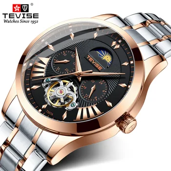 Механические часы Tevise Alloy 30m с водонепроницаемым ночником 42 мм 21 мм, простые деловые механические часы с турбийоном высокого класса для мужчин