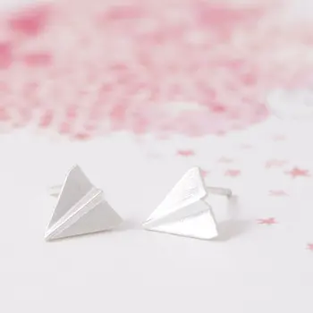 Мин. 30 шт. Золото/розовое золото Бесплатная доставка, покрытые мини-Оригами в форме самолета, крошечные серьги-гвоздики ED054