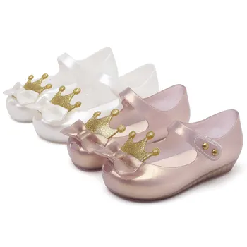 Мини Melissa, летние желейные сандалии из ПВХ с бантом в виде короны, Пляжная обувь с рыбьим ртом для девочек, легкая детская обувь для девочек, сандалии для малышей