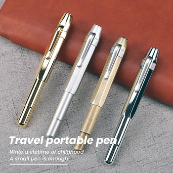 Мини-металлическая короткая ручка, высококачественная Бизнес-авторучка, Металлические чернильные ручки, подарочные классические канцелярские принадлежности