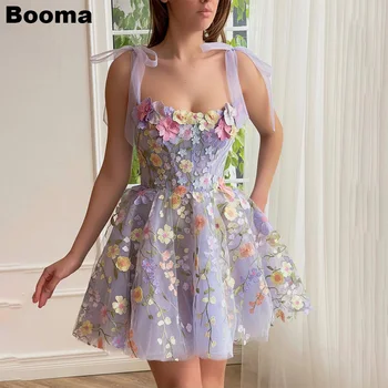 Мини-платья для выпускного вечера Принцессы с лавандовым цветочным Рисунком Booma, Цветы на бретельках, Вечерние платья для мероприятий, Вечерние Коктейльные платья