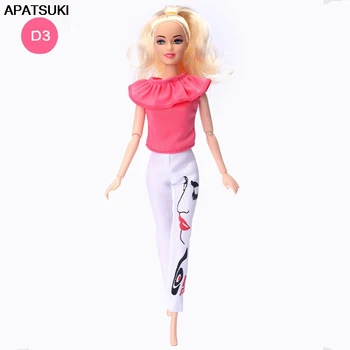 Модная кукольная одежда для кукол Барби, Розовая рубашка без рукавов с оборками, Топы и белые брюки, Аксессуары для кукольного домика, детская игрушка 