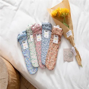 Модные прозрачные женские носки с дышащими и пушистыми манжетами с цветочным принтом