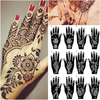 Модный Трафарет для татуировки Хной, Временные Татуировки на руках, DIY, Шаблон наклейки для Боди-Арта, Набор для Индийской Свадебной живописи, Инструменты