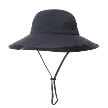 Мужская летняя пляжная кепка, женская солнцезащитная кепка Upf с большими полями на шнурке, аксессуар для рыбака, кемпинга, скалолазания, праздника