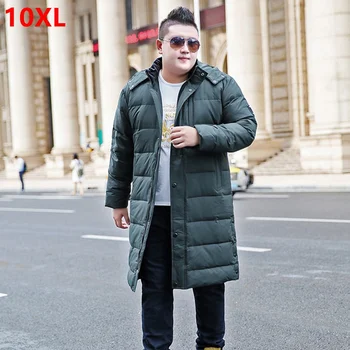 Мужская пуховая куртка большого размера, зимняя толстая пуховая куртка большого размера, длинная секция, большие размеры, толстые мужчины
