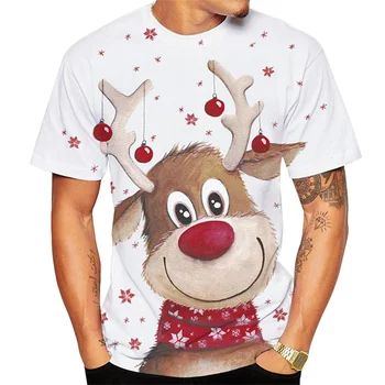 Мужская Рождественская футболка 2022, Осенняя Новая модная футболка с коротким рукавом и рисунком Забавного милого животного, Футболка с рисунком для мужчин