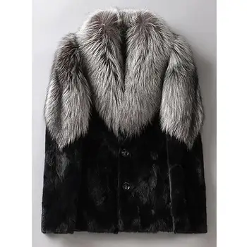 Мужская шуба из чернобурки, Кожаная куртка 2019, новые зимние пальто, Норковая шуба, меховая куртка