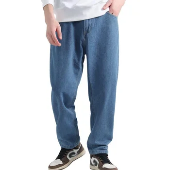 Мужские прямые джинсы Свободные Повседневные брюки Модные простые джинсы