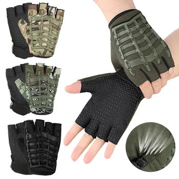 Мужские спортивные боевые перчатки, Мужские военные армейские тактические перчатки на половину пальца для верховой езды, варежки, уличные износостойкие перчатки для верховой езды