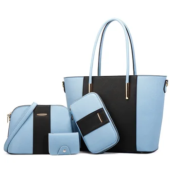 Набор из четырех предметов Большой емкости, Композитная сумка-тоут, Контрастные цвета, Кожаные сумки через плечо, простые Повседневные