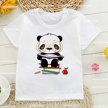 Новая летняя стильная Детская футболка с забавным принтом животных в виде Панды, Футболка для мальчиков, Модная футболка с коротким рукавом для девочек, Топы оптом
