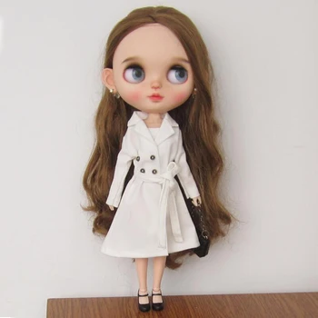 Новая Одежда Blythe Модный Белый тренч с топом и поясом для Blyth Barbie 30 см OB24 Azone Licca 1/6 Аксессуары для Кукол