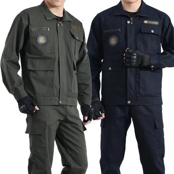 Новая одежда для страхования труда на открытом воздухе, Хлопковая весенне-осенняя мужская рабочая одежда, износостойкая куртка сварщика, брючный костюм