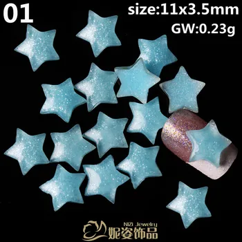 Новинка 200 шт 11x3,5 мм Блестящая красавица смола 3D счастливая звезда для украшения ногтей