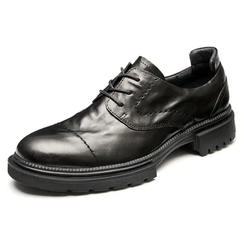 Новинка 2023 года, Высококачественная повседневная деловая обувь из натуральной кожи, мужские роскошные модельные туфли, дизайнерская дышащая мужская обувь на шнуровке из воловьей кожи