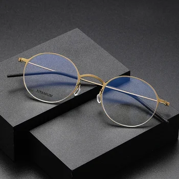 Новые круглые очки Deamark Titanium в стиле Ретро Для мужчин, легкие женские очки, Очки по рецепту Безвинтовой оправы, Бесплатная доставка