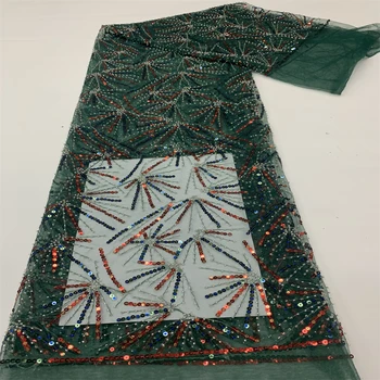 Новый дизайн 2023, Высококачественное Африканское Кружево с блестками, расшитое бисером, Французский тюль, Кружевная ткань, Нигерийская сетка, ткани для женских платьев JF1404