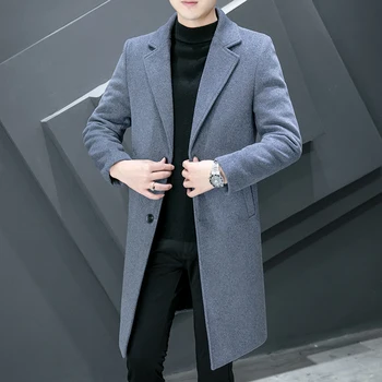 Новый костюм, мужской костюм, простая шерстяная корейская версия, плюс флис, утолщенный, тонкий Тренд, мужская мода, деловое повседневное шерстяное пальто
