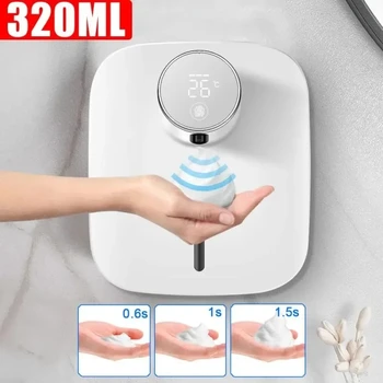 Новый настенный дозатор мыла, USB Перезаряжаемый, 320 мл, Дозаторы жидкого мыла, Цифровой дисплей, Машина для дезинфекции рук с пеной