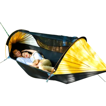 Новый портативный Гамак для Путешественников с москитной сеткой и опорным шестом, Подвесная кровать для кемпинга на открытом воздухе, Гамак для 2 человек