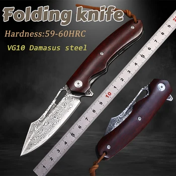 Ночной Сталкер VG10 Нож из Дамасской Стали, Складной Охотничий Нож для Кемпинга на открытом Воздухе