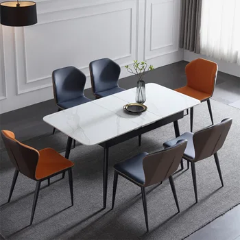 Обеденный стол с выдвижной каменной плитой, современный минималистичный скандинавский Бытовой Складной прямоугольный обеденный стол и стул