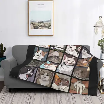 Одеяло с рисунком кота-Мема, Фланель, Весна-Осень, Милая забавная личность, Многофункциональное Супер мягкое одеяло, Покрывало для путешествий