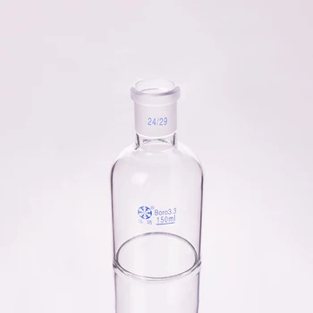 Однопалубная цилиндрическая колба с плоским дном и одним горлышком 150 мл, соединение 24/29, Однопалубная цилиндрическая бутылка-реактор