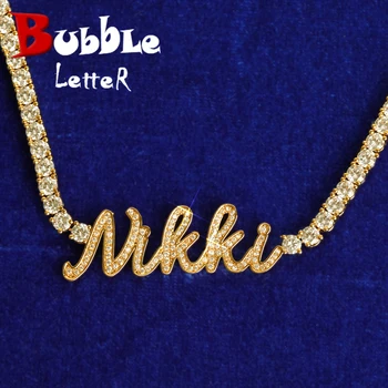 Ожерелье с пользовательским именем для женщин, колье, цепочка из настоящего золота, ювелирные изделия в стиле хип-хоп