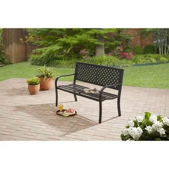 Опоры для наружной прочной стальной скамейки -Черный садовый стул, мебель для патио, уличный стул