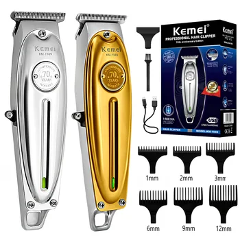 Оригинальный Kemei Цельнометаллический профессиональный Триммер для волос Для Мужчин, Литиевый Триммер для бороды, Электрическая парикмахерская машинка для стрижки волос