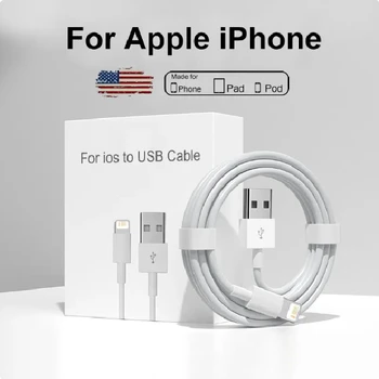 Оригинальный Кабель Быстрой Зарядки USB Lightning Для iPhone 11 12 13 14 Pro Max Data Line iPhone 5S 6 7 8 Plus SE XR Настенные Кабели для передачи данных