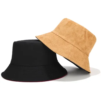 Осенние шляпы-ведра 2021, Женская Мужская панама, замшевая двусторонняя зимняя теплая Панама, шляпа для рыбалки, кепка Рыбака для мальчиков/девочек