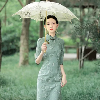 Осенний китайский Традиционный Чонсам 2021, Элегантное ретро Платье с высокой талией, Улучшенная версия, Современный Костюм Подружки Невесты Ципао