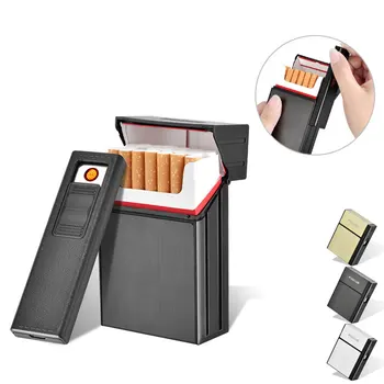 Открытый ветрозащитный держатель для сигар EDC, коробка со съемной электронной зажигалкой USB, Беспламенный табак, Портсигар, инструменты для зажигалки