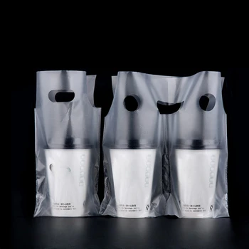 Пакет для упаковки Чая с молоком На Вынос, Напитков, Кофе, Одинарная Чашка, Пакет для Двойной Чашки, Одноразовый Прозрачный Пластиковый Портативный Упаковочный Пакет