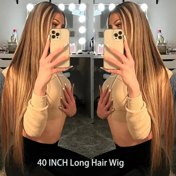 Парик из натуральных волос, Омбре, Медовый Блонд, Кружевные Передние Парики Для женщин, предварительно Выщипанные, прямые, 360 HD Кружевные Передние Парики
