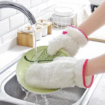 Перчатки для мытья посуды из бамбукового волокна, перчатки для чистки, можно повесить маслостойкое водонепроницаемое изолированное полотенце для уборки бытовой кухни