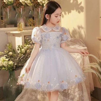 Платье принцессы на день рождения для девочек от 1 до 14 лет, Новое детское свадебное платье с цветочным узором, детское платье для выступления на фортепиано, Весеннее платье