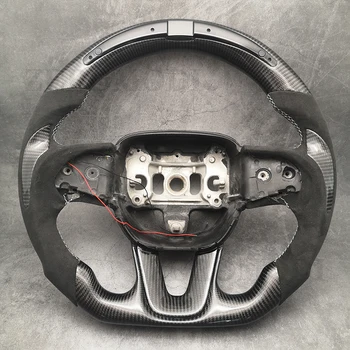 Плоское рулевое колесо из углеродного волокна со светодиодной подсветкой для Dodge Charger Challenger SRT 2015 2016 2017 2018 2019 2020 2021
