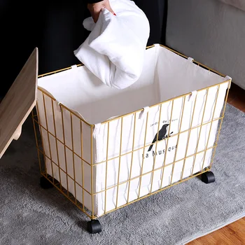 Простые корзины для хранения ветрового железа Коробка для хранения одежды Игрушек с крышкой Железный Ветер Прикроватный столик в спальне Корзина для белья в ванной