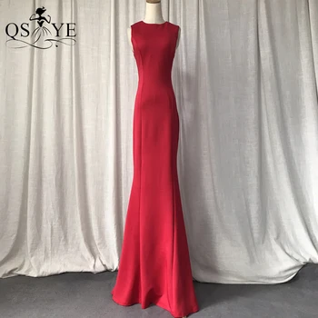 Простые Красные платья для выпускного вечера, Эластичное вечернее платье Русалки, Длинное приличное вечернее платье для мамы без рукавов, вечернее платье для вечеринки