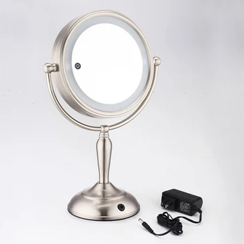 Профессиональное Двойное 8-Дюймовое 2-стороннее 10-кратное увеличительное Зеркало Для Макияжа с Регулируемой Яркостью Сенсорного Экрана LED Зеркало Для Макияжа