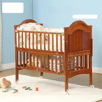 Раскладная кроватка 6 в 1, Многофункциональная детская кроватка из соснового дерева, 115*67* 104 см, колыбель для новорожденных