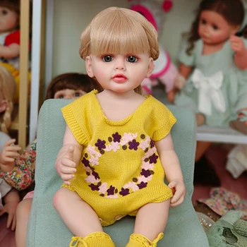 Реалистичные силиконовые куклы-реборны 55 см, мягкое тело, виниловая кукла, золотая девочка с длинными волосами, новорожденная Бетти, принцесса Бебе, подарки