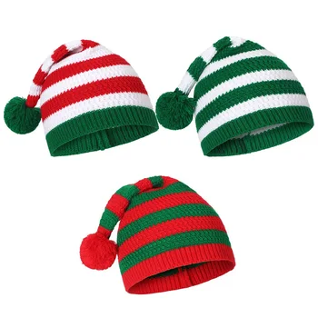 Рождественская Вязаная Шапка 3шт, Эльфийские шапки для взрослых, Рождественские Шапки с напуском, Шапочки для вязания крючком, шапочка для подарка