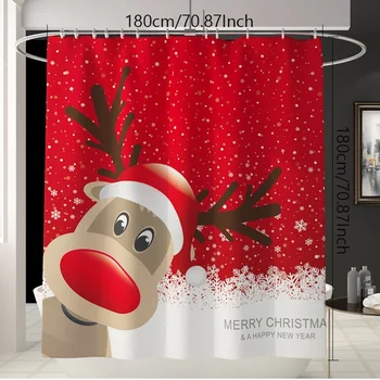 Рождественская Занавеска для душа, набор из четырех водонепроницаемых штор для ванной комнаты с Санта-Клаусом и защитой от плесени
